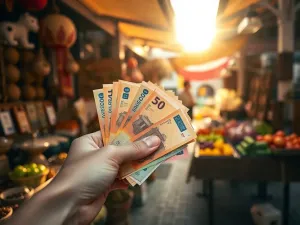 Nowy, czysty filtr kabinowy trzymany w dłoniach na tle wnętrza samochodu.
