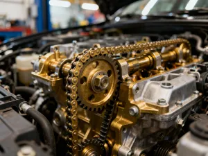 Mechanik trzymający w dłoni czysty przegub wewnętrzny na tle uporządkowanego warsztatu samochodowego.